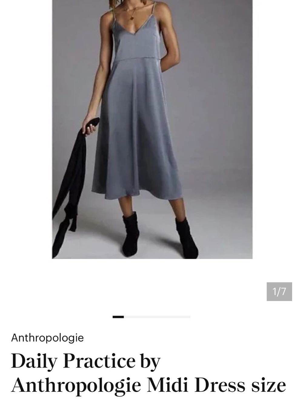 Anthropologie Gray Midi Slip dress
